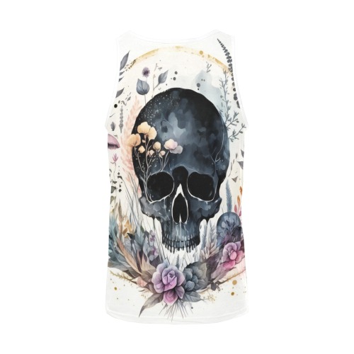 Men's Watercolor Skull Floral Tank Top Men's All Over Print Tank Top (Model T57)