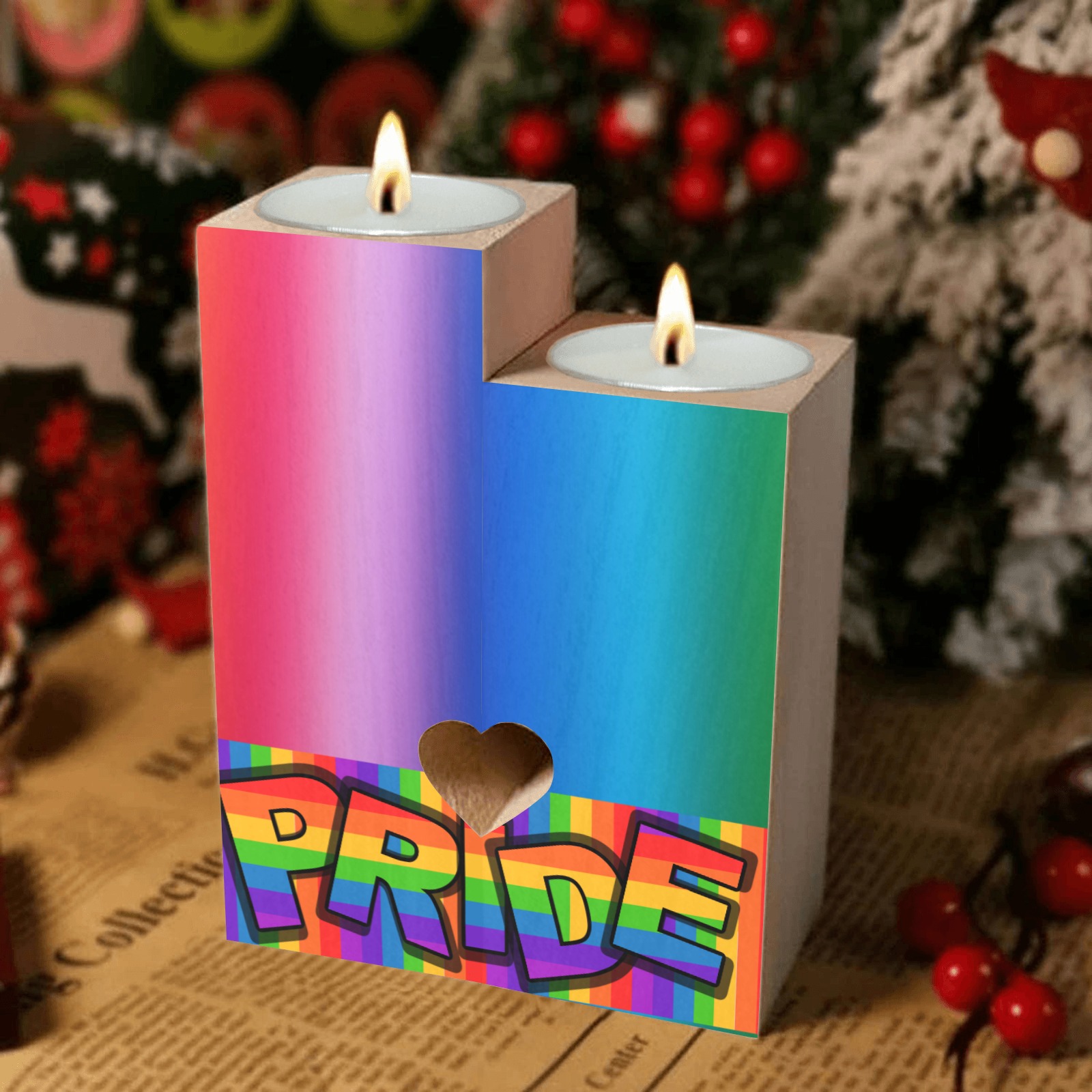LGBT Pride Wooden Candle Holder (Without Candle) ID D6286064
