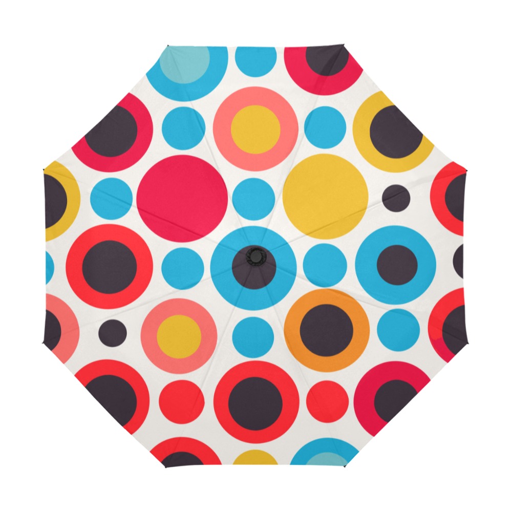 Fantasy irregular polka dot pattern on white art. Anti-UV Auto-Foldable Umbrella (U09)