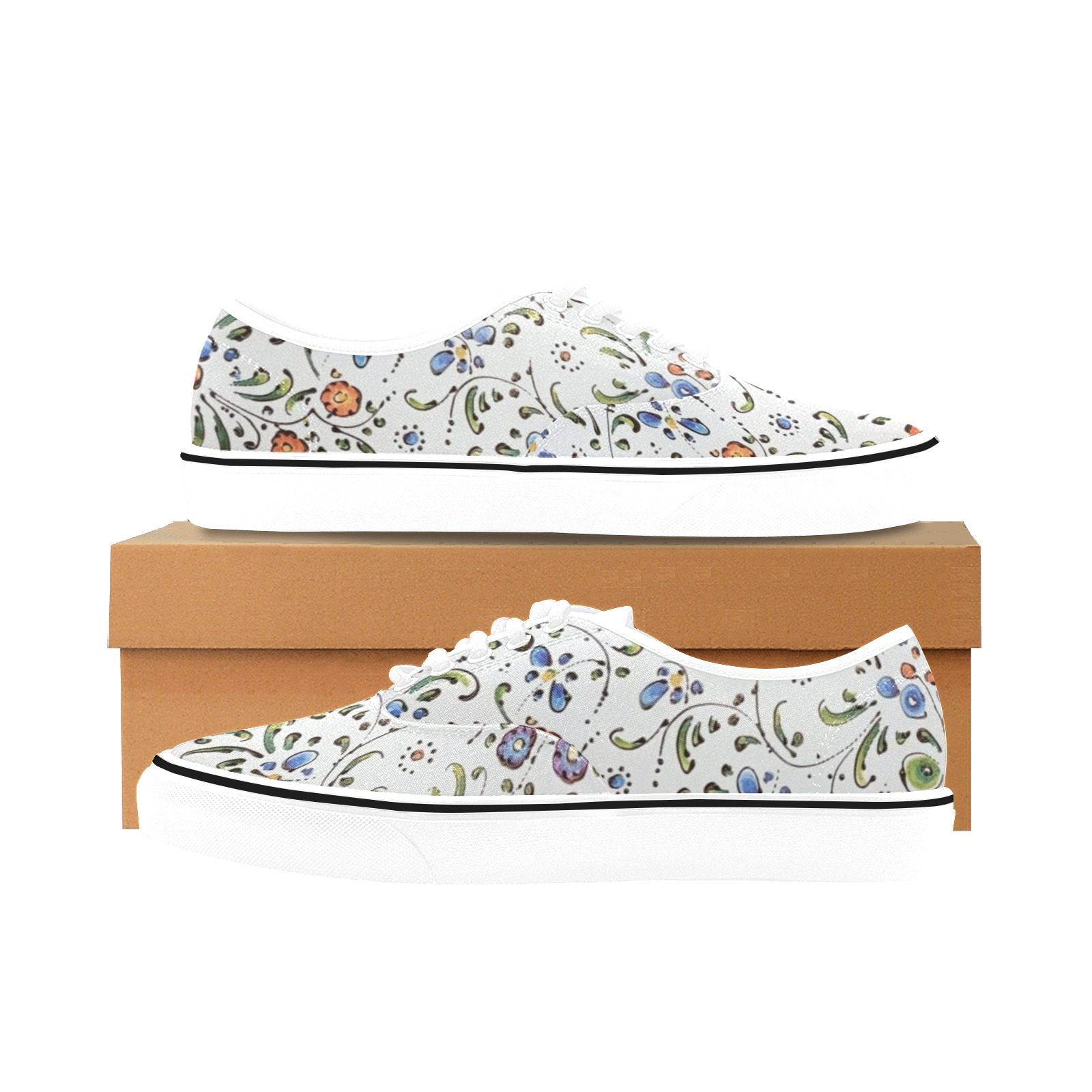 Flower Classic Women's Canvas Low Top Shoes (Model E001-4)