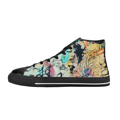Graffiti-colorful Women's Classic High Top Canvas Shoes (Model 017)