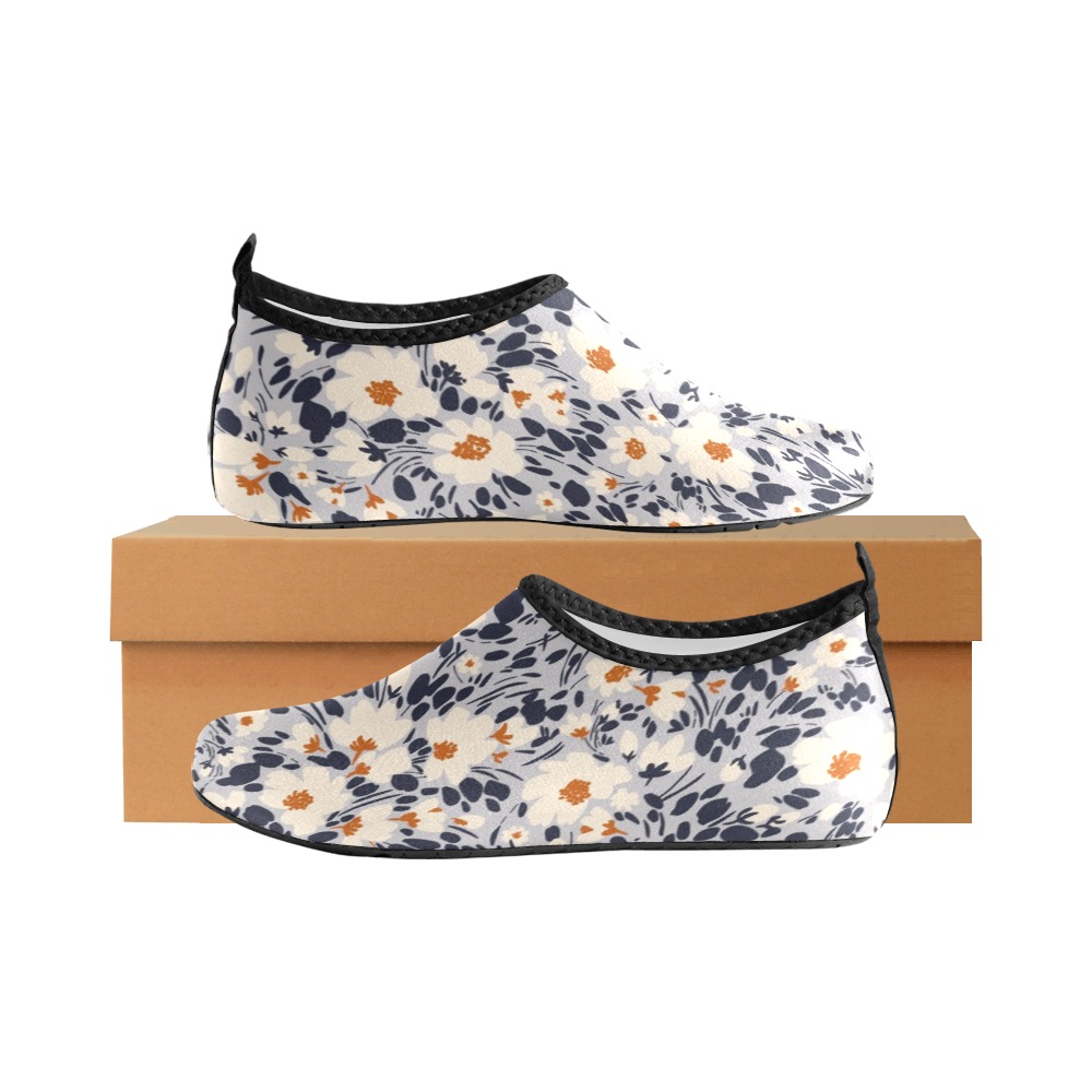 BW tropical floral Women's Slip-On Water Shoes (Model 056)