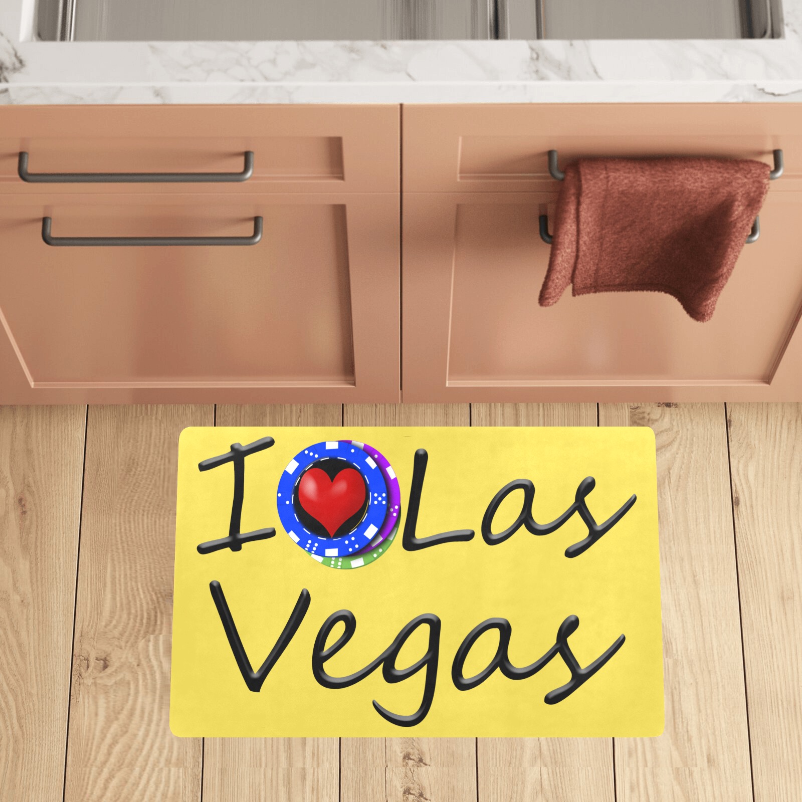 I Love Las Vegas / Yellow Kitchen Mat 28"x17"