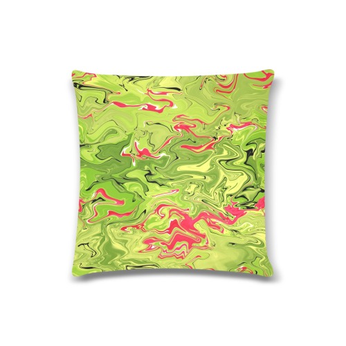 Lime green and red liquid marble abstract Custom Zippered Pillow Case 16"x16"(Twin Sides)
