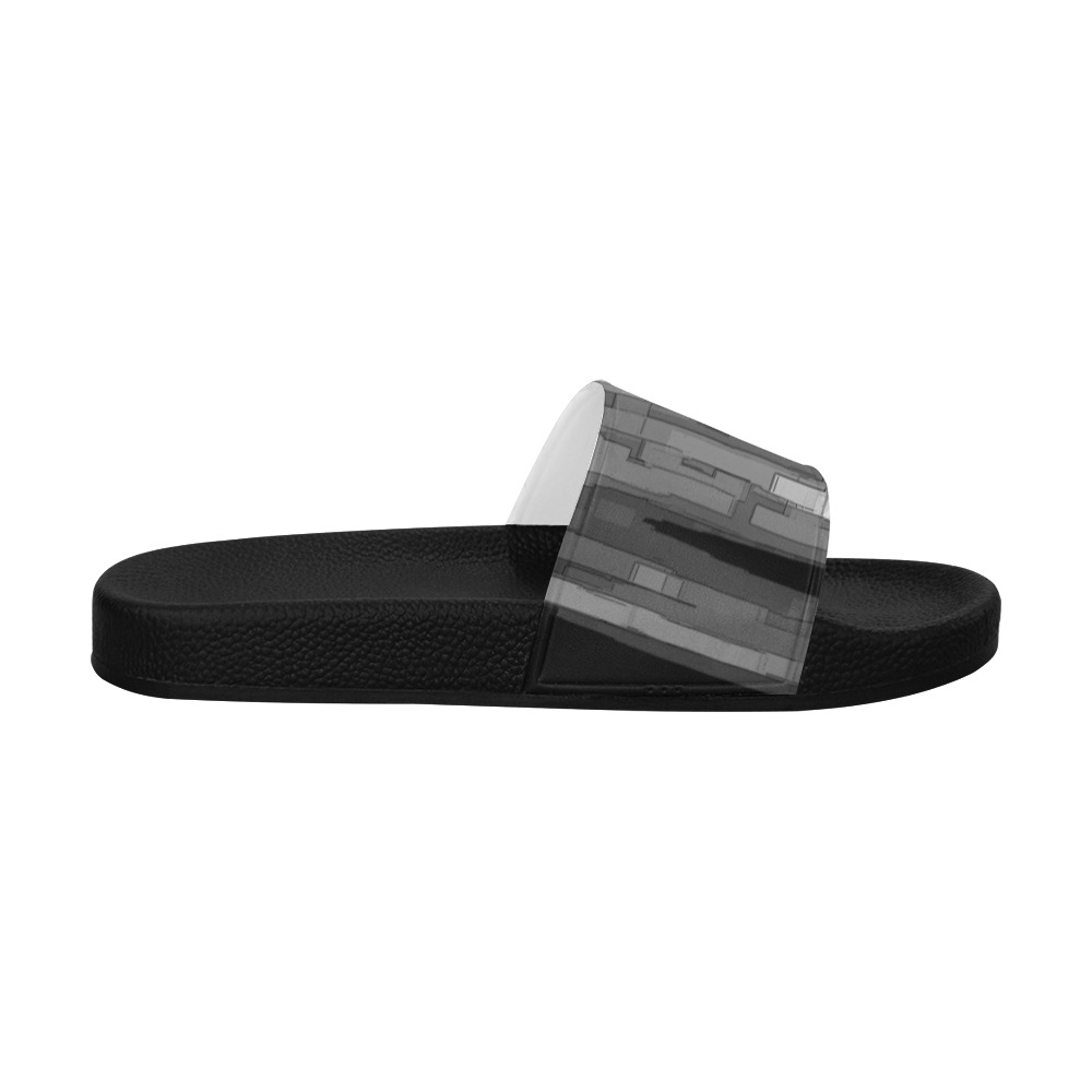 Greyscale Abstract B&W Art Men's Slide Sandals (Model 057)
