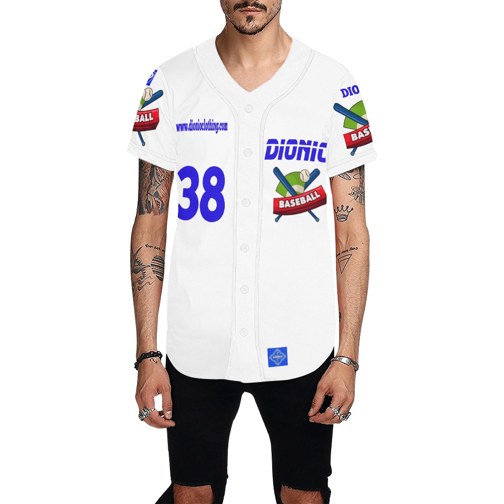 DIONIO Clothing - White & Blue Dionio  Baseball Jersey #38 All Over Print Baseball Jersey for Men (Model T50)