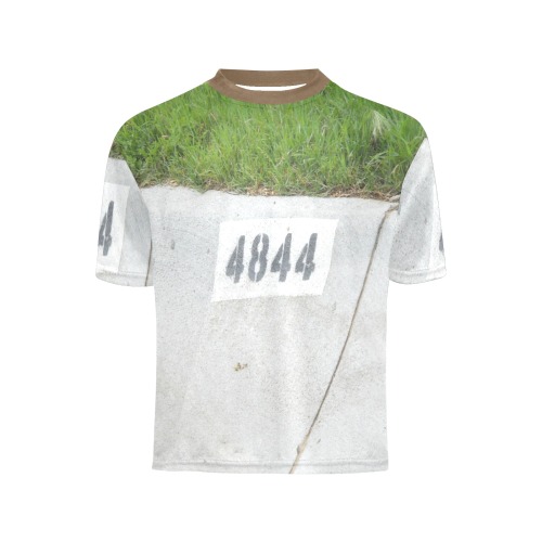 Street Number 4844 with brown collar Little Girls' All Over Print Crew Neck T-Shirt (Model T40-2)
