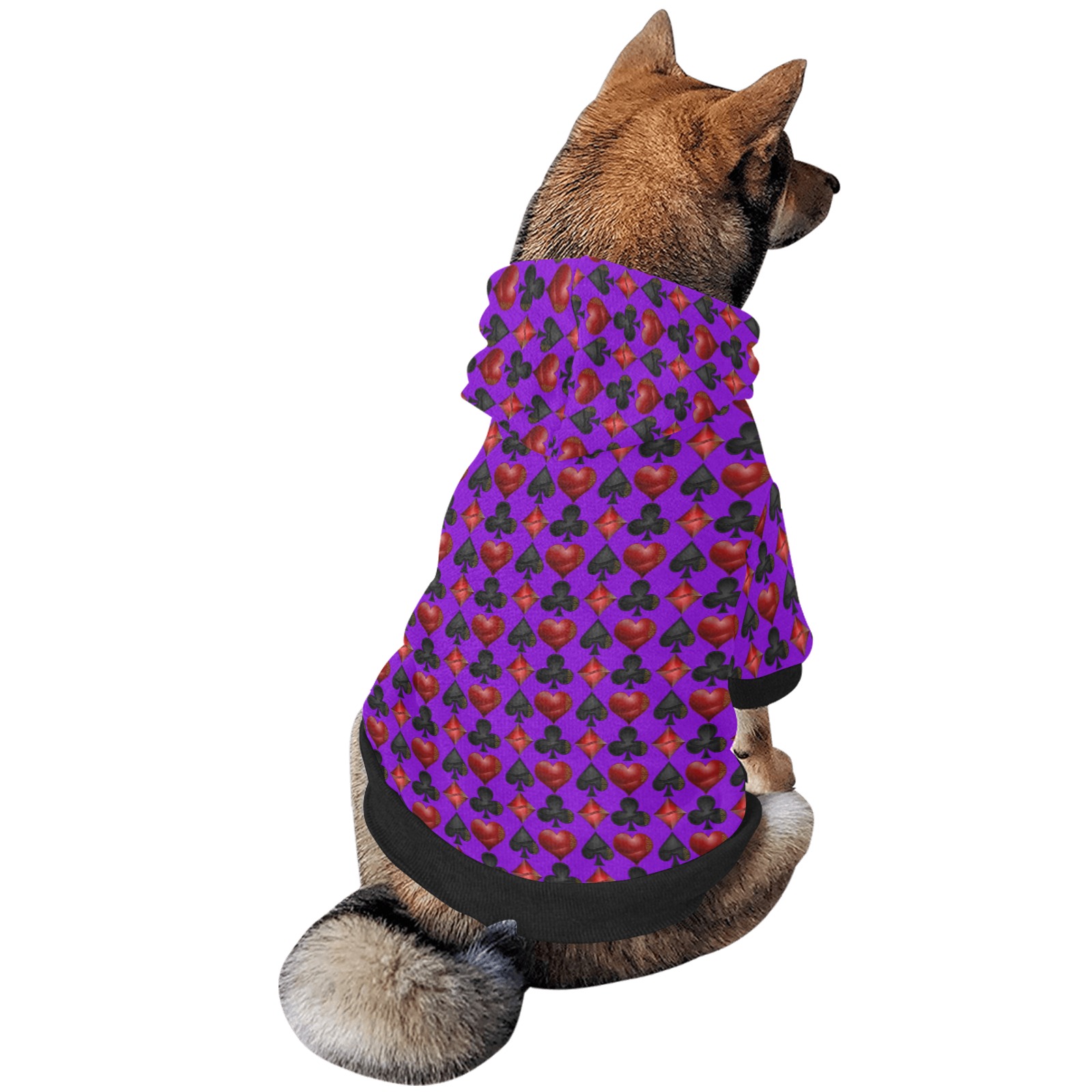 Las Vegas Poker Card Shapes - Purple Pet Dog Hoodie