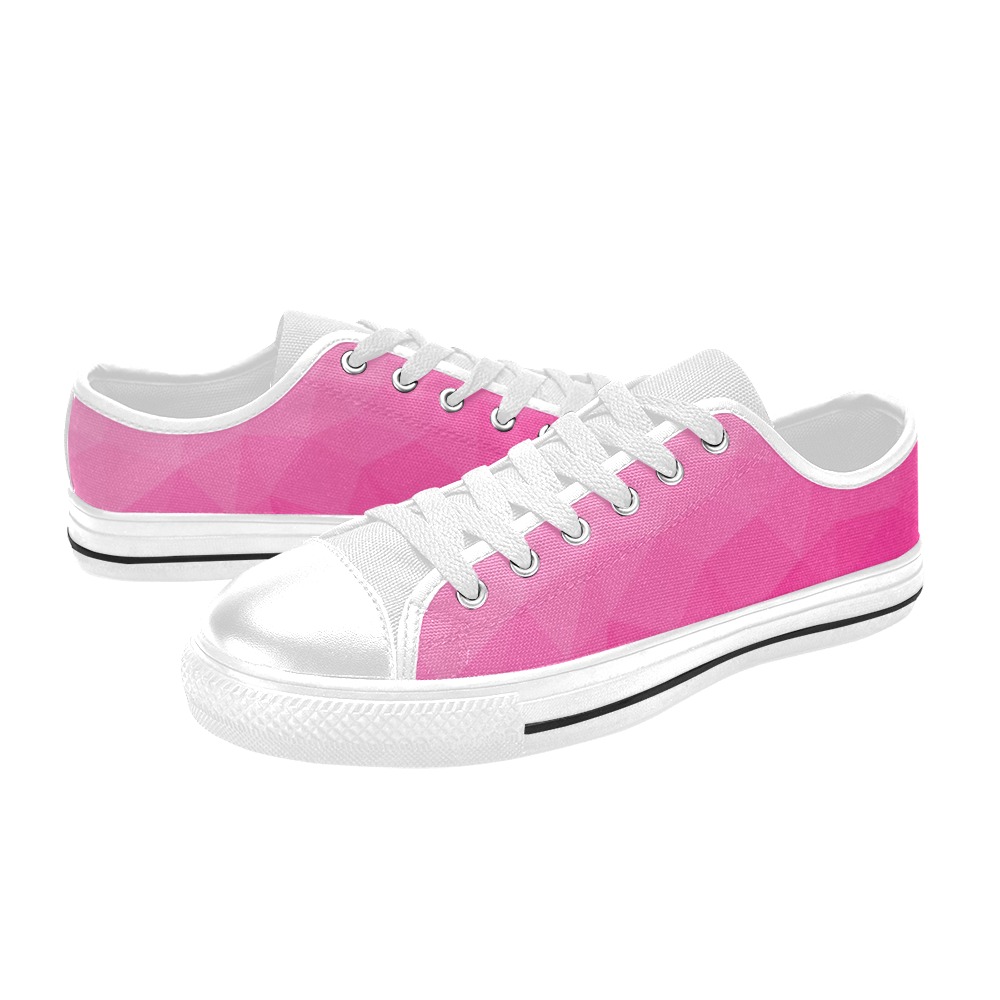 Hot pink gradient geometric mesh pattern Women's Classic Canvas Shoes (Model 018)