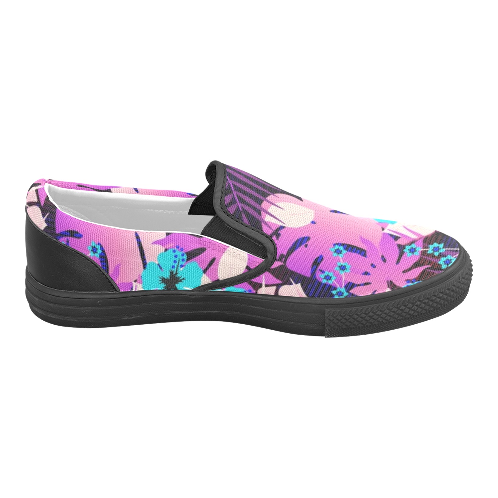 GROOVY FUNK THING FLORAL PURPLE Men's Unusual Slip-on Canvas Shoes (Model 019)