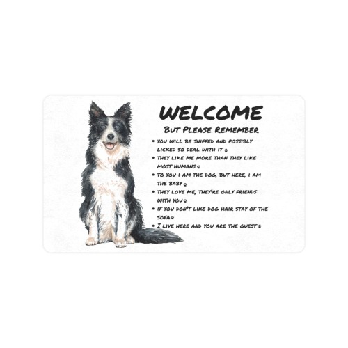 Welcome Happy Smiling Dog Doormat 30"x18" (Black Base)