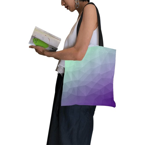Purple green ombre gradient geometric mesh pattern All Over Print Canvas Tote Bag/Small (Model 1697)