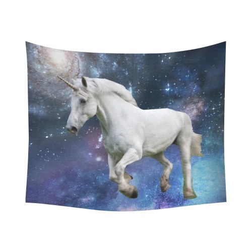Unicorn and Space Cotton Linen Wall Tapestry 60"x 51"