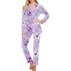 Vintage Lavender Floral Women's Long Pajama Set