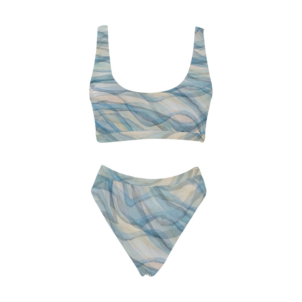 Blue Waves 04 Sport Top & High-Waisted Bikini Swimsuit (Model S07)