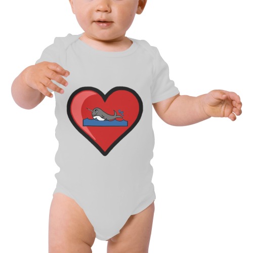 Baby Narwhal Love Baby Powder Organic Short Sleeve One Piece (Model T28)