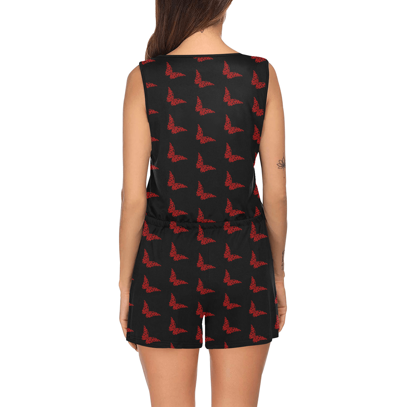 BUTTERFLY EFFECT All Over Print Short Jumpsuit
