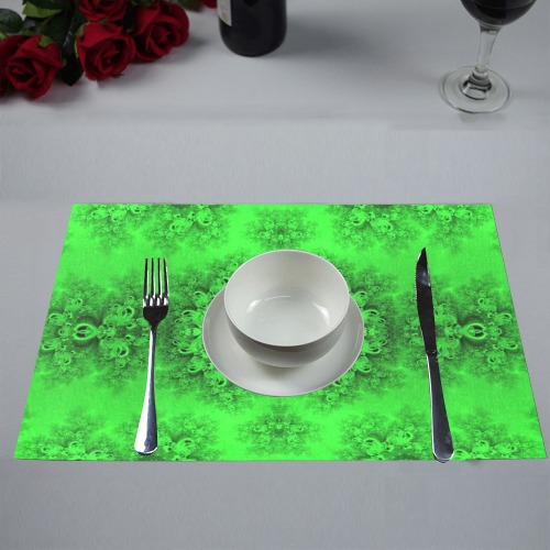 New Spring Forest Growth Frost Fractal Placemat 12’’ x 18’’ (Set of 6)