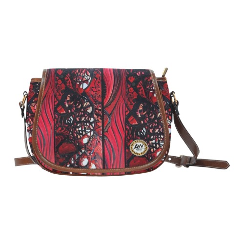 red and black intricate pattern 1 Saddle Bag/Large (Model 1649)