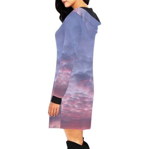 Morning Purple Sunrise Collection All Over Print Hoodie Mini Dress (Model H27)