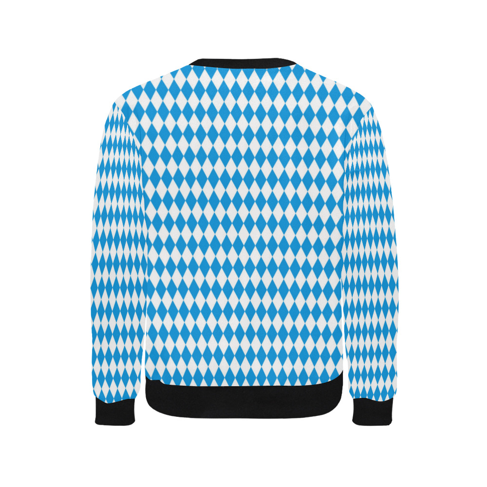 German State Of Bavaria - Flag Colors Pattern Men's Rib Cuff Crew Neck Sweatshirt (Model H34)
