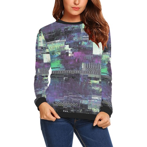 Color Glitch All Over Print Crewneck Sweatshirt for Women (Model H18)