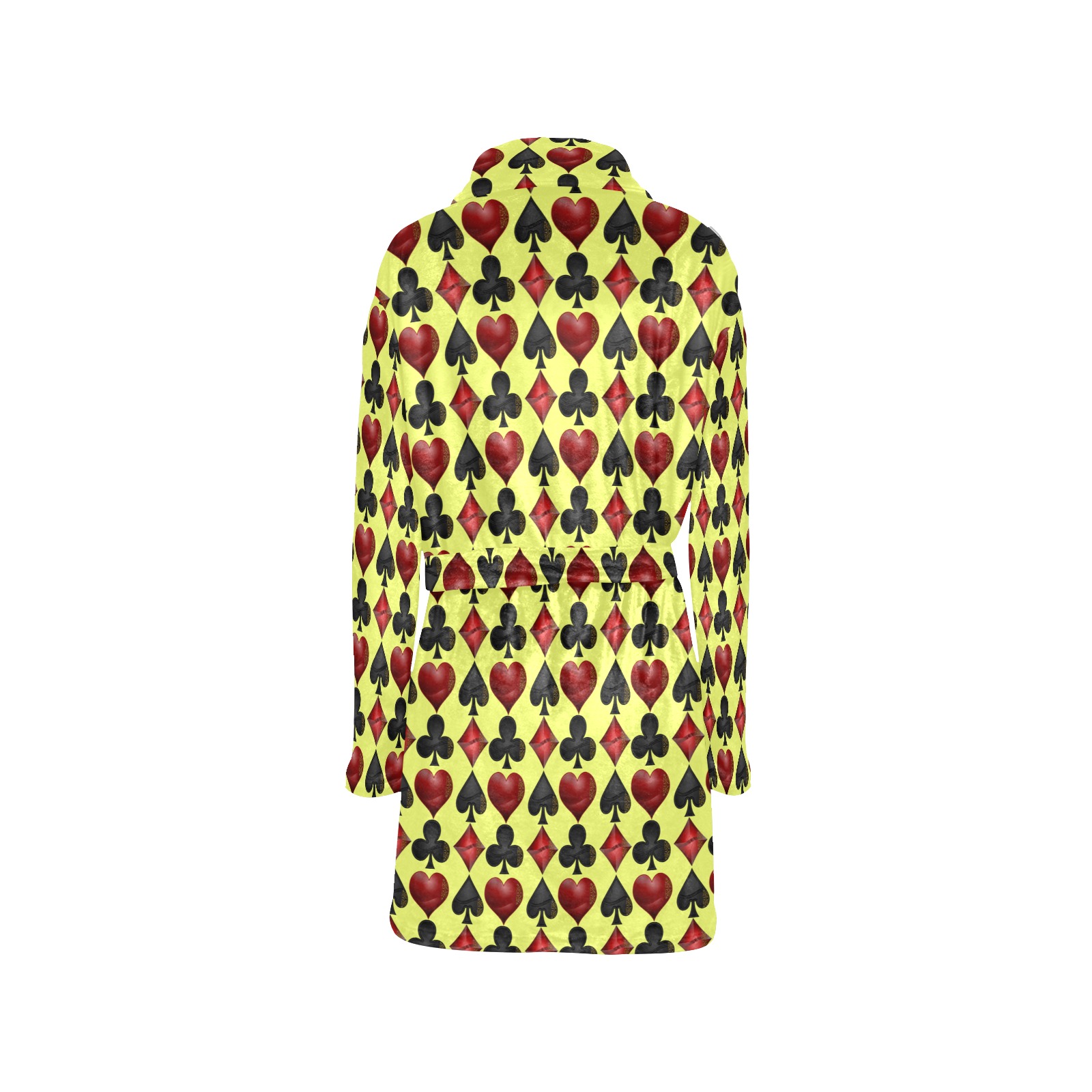 Black Red Playing Card Shapes - Yellow Women's All Over Print Night Robe