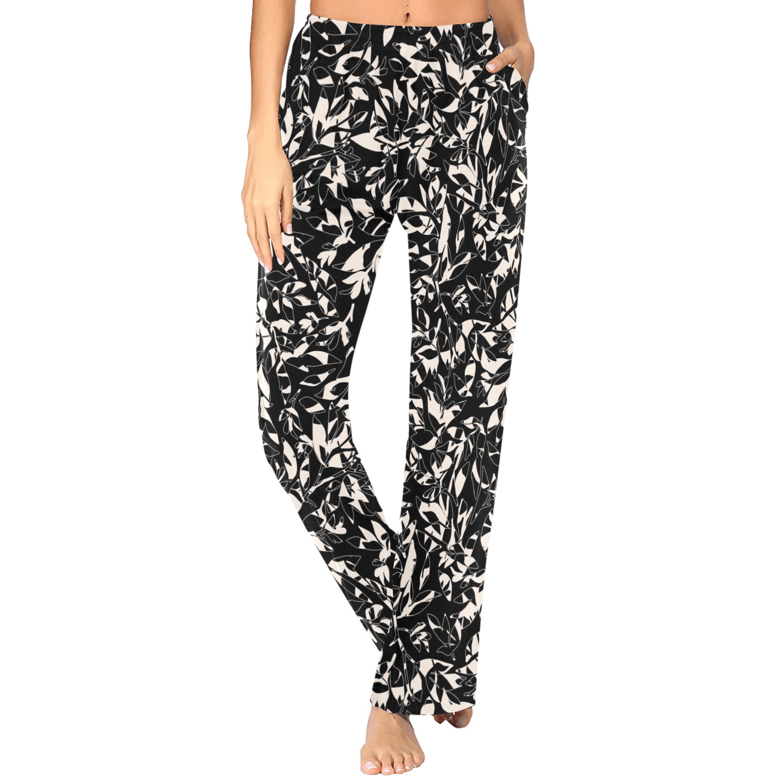 Abstract black white nature DP Women's Pajama Trousers
