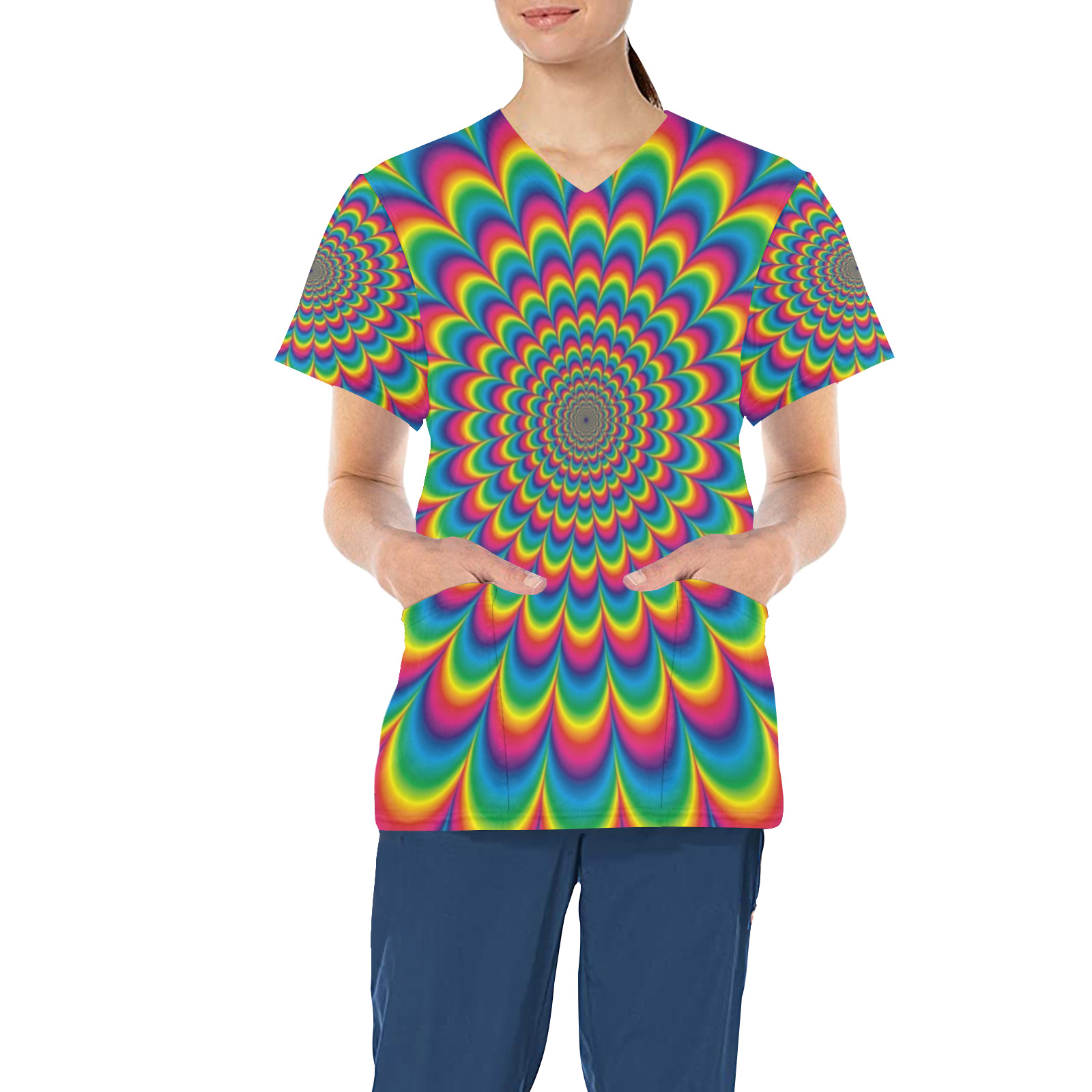 Psychedelic Pattern Children's Ward All Over Print Scrub Top