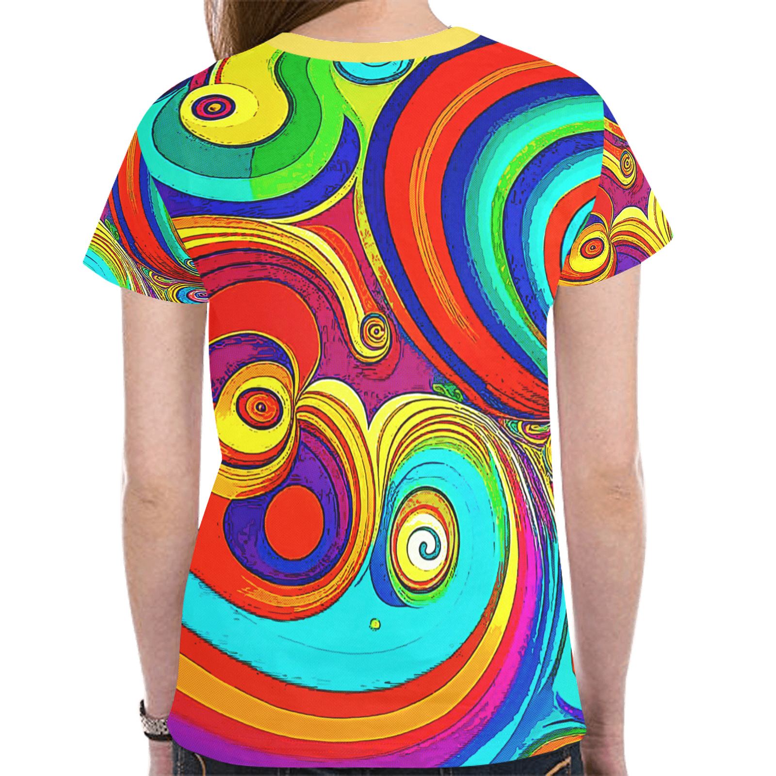 Colorful Groovy Rainbow Swirls New All Over Print T-shirt for Women (Model T45)