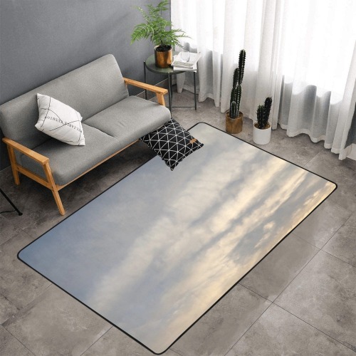 Rippled Cloud Collection Area Rug with Black Binding 7'x5'