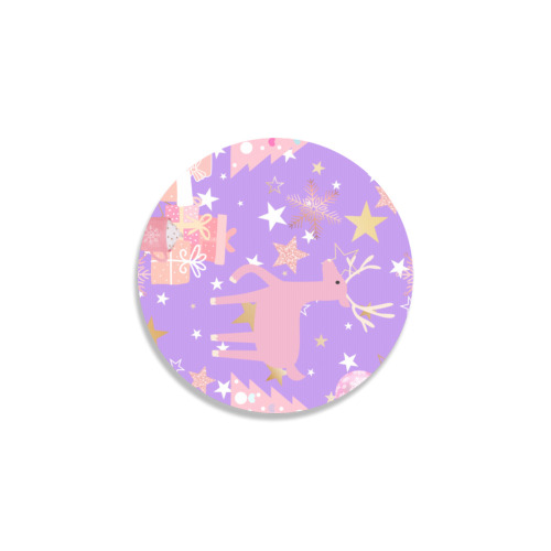 Pink and Purple and Gold Christmas Design Round Coaster