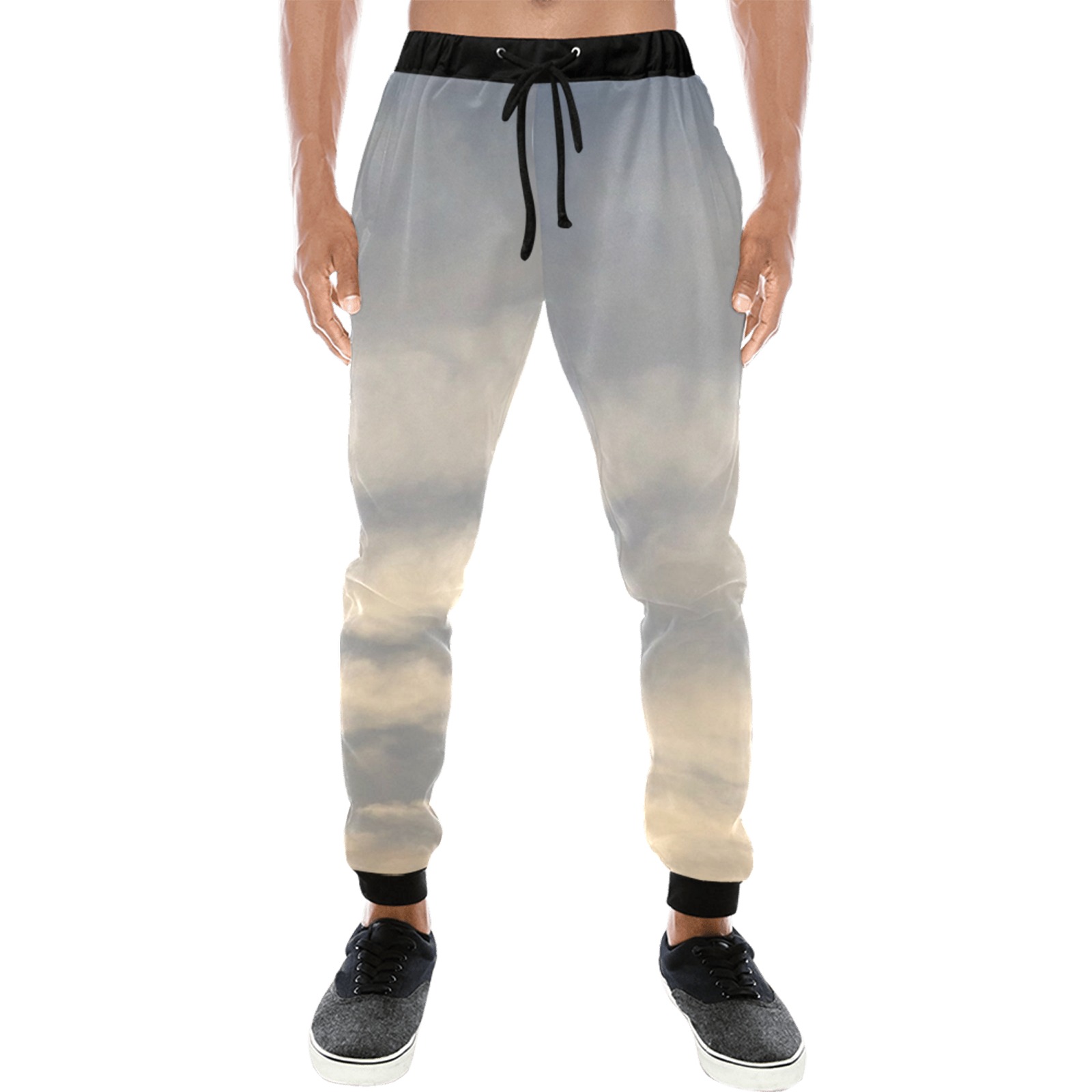 Rippled Cloud Collection Men's All Over Print Sweatpants (Model L11)