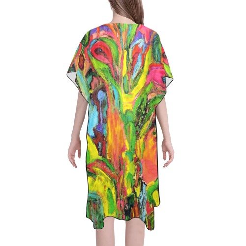 African Tree Collection Mid-Length Side Slits Chiffon Cover Ups (Model H50)