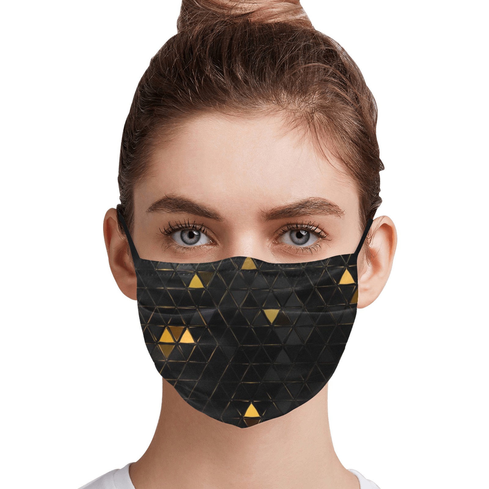 mosaic triangle 7 Pleated Mouth Mask for Adults (Model M08)