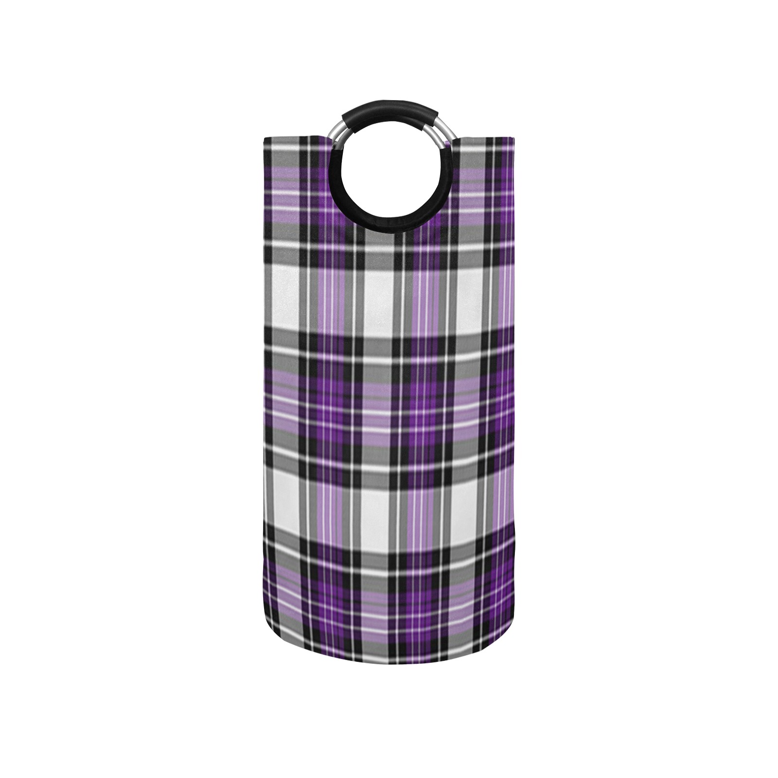 Purple Black Plaid Round Laundry Bag