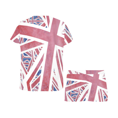 Abstract Union Jack British Flag Collage Women's Short Pajama Set