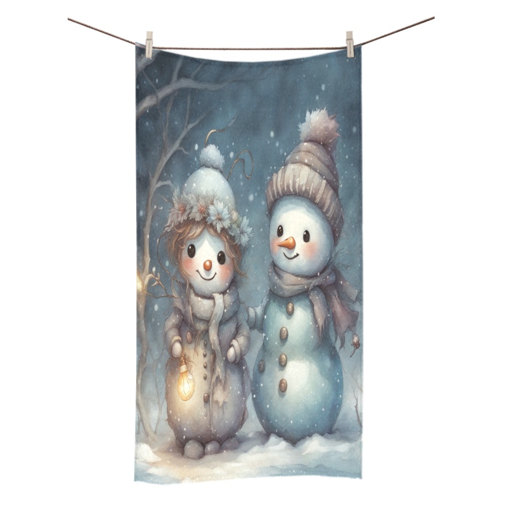 Snowman Couple Bath Towel 30"x56"