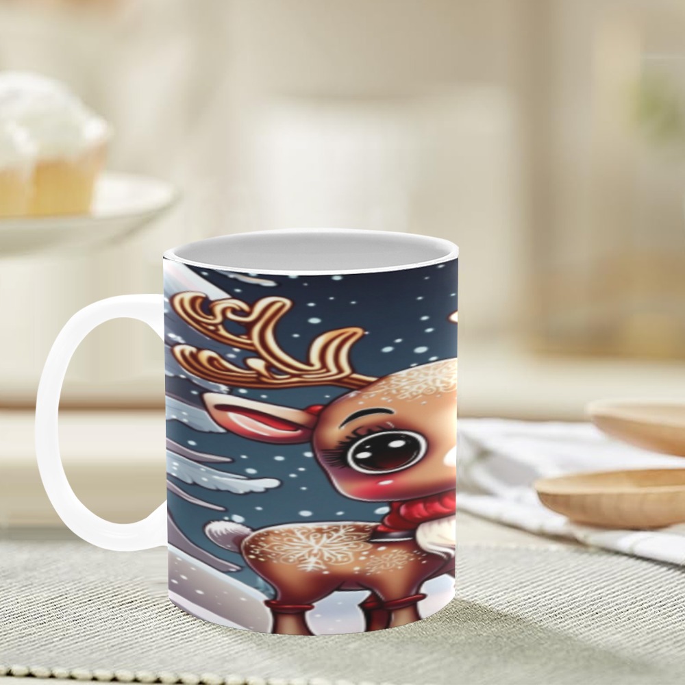 Santa and Reindeer White Mug(11OZ)