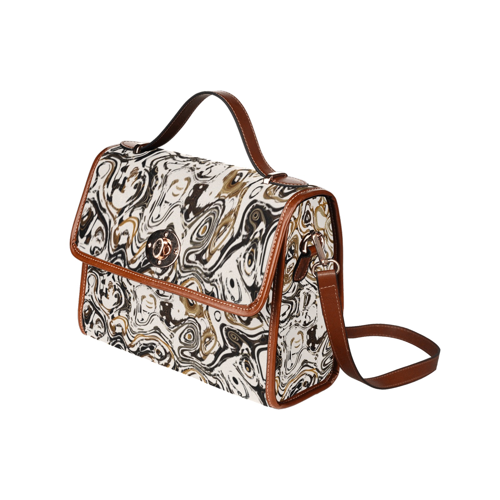 Marble Bronze Waterproof Canvas Bag-Brown (All Over Print) (Model 1641)