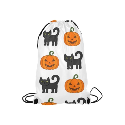 Cats and Pumpkins Small Drawstring Bag Model 1604 (Twin Sides) 11"(W) * 17.7"(H)