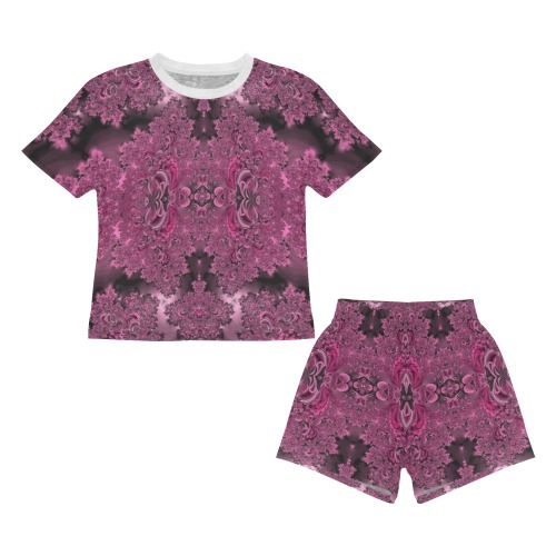 Pink Azalea Bushes Frost Fractal Little Girls' Short Pajama Set