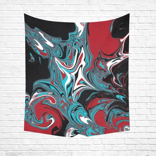 Dark Wave of Colors Cotton Linen Wall Tapestry 51"x 60"