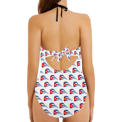 Cuban Flapping  Flags Backless Hollow Out Bow Tie Swimsuit (Model S17)