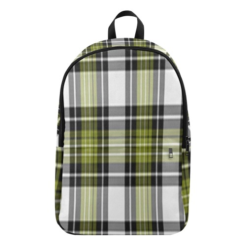 Olive Green Black Plaid Fabric Backpack for Adult (Model 1659)