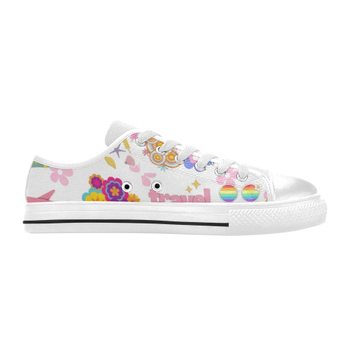 Hippie Summer Holiday Travel Vacation Artwork Design Women's Classic Canvas Shoes (Model 018)