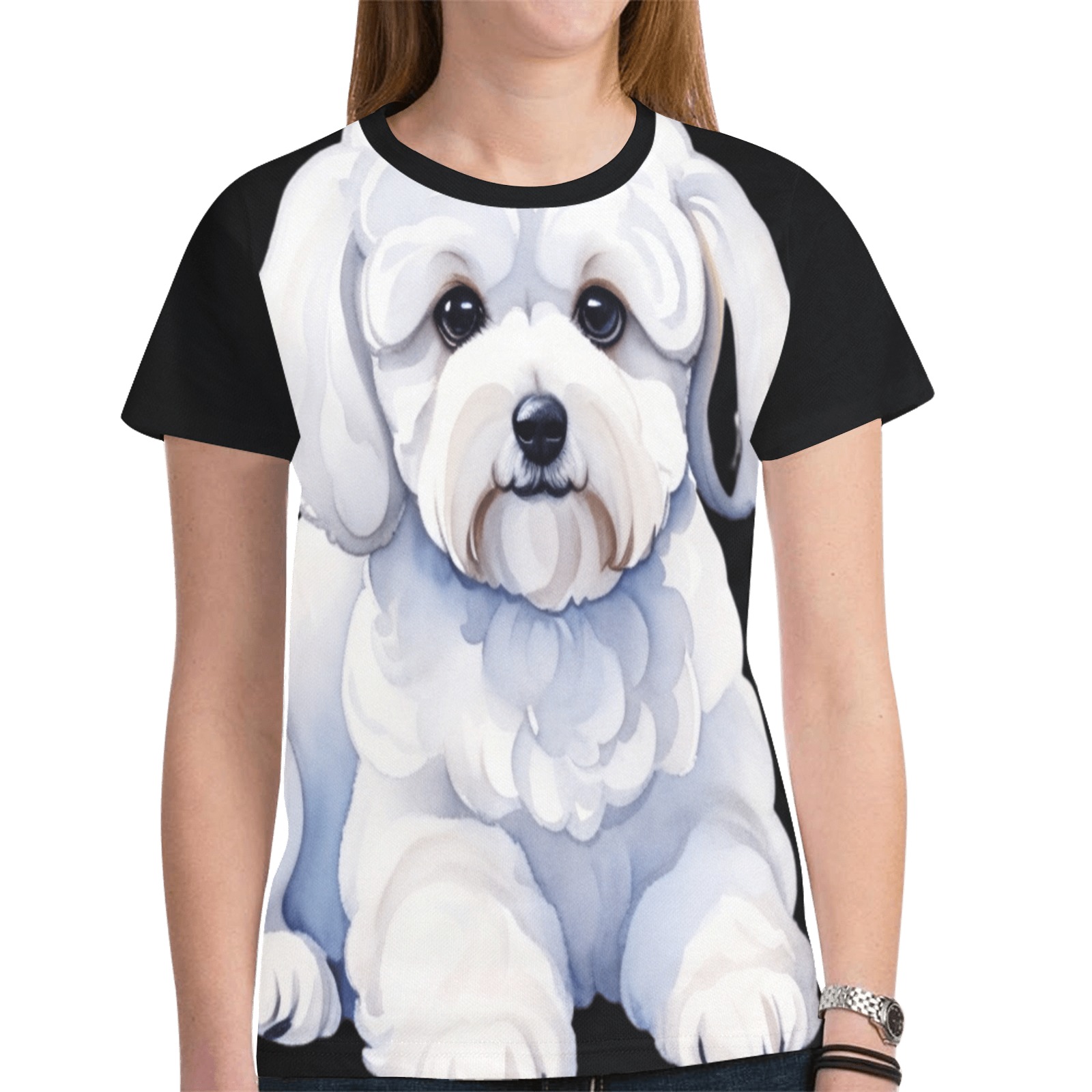 Bichon Frise New All Over Print T-shirt for Women (Model T45)