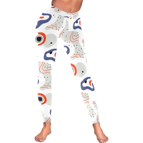 Elegant Abstract Mid Century Pattern Women's Low Rise Leggings (Invisible Stitch) (Model L05)