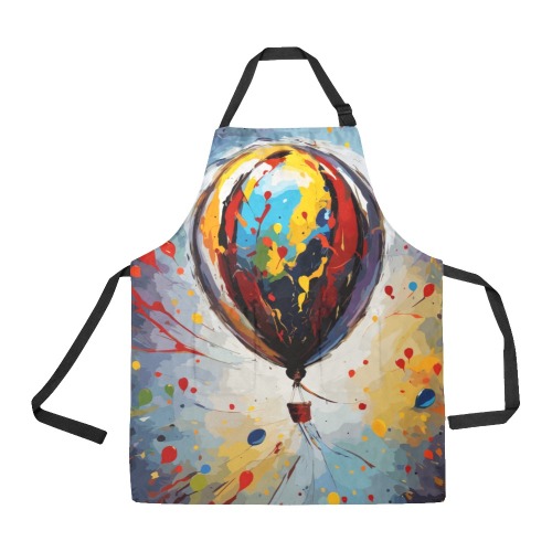 Hot air balloon in the air. Colorful abstract art. All Over Print Apron