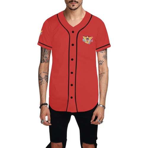 TRENDY LIONESS COUTURE VI FLAG RED BASEBALL JERSEY All Over Print Baseball Jersey for Men (Model T50)